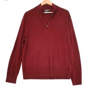 Banana Republic Italian Baruffa Merino Yarn Wool Quarter-Zip Sweater M Red Men's